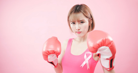 Obraz na płótnie Canvas woman with prevention breast cancer