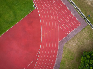 Aerial Top down view of Athlete Running Tracks