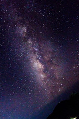 Obraz premium stars and the Milky Way on mountain in the beautiful night sky .