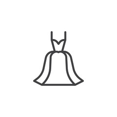 Dress outline icon. linear style sign for mobile concept and web design. Evening gown simple line vector icon. Symbol, logo illustration. Pixel perfect vector graphics