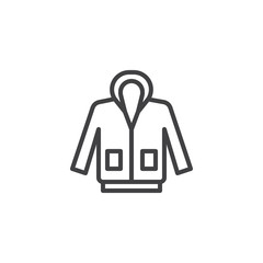 Hoodie jacket outline icon. linear style sign for mobile concept and web design. hooded sweatshirt simple line vector icon. Symbol, logo illustration. Pixel perfect vector graphics