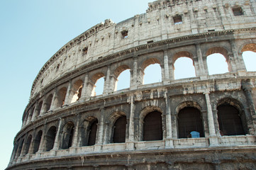 Facade of the Colosseum in Rome Italy