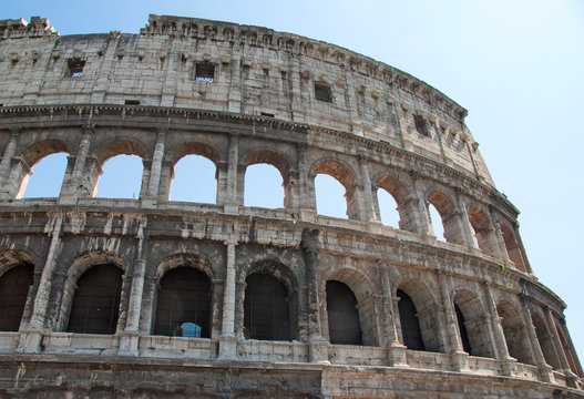 Facade of the Colosseum in Rome Italy