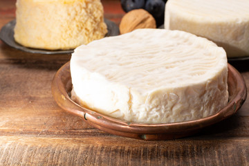 Camembert, moist, soft, creamy, surface-ripened cow's milk cheese made in Normandy, northern France.
