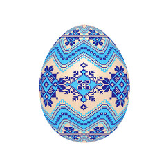 the easter egg with ukrainian cross-stitch ethnic pattern. pysanka ornament. isolated vector.