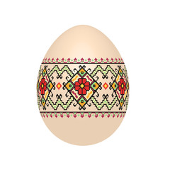 the easter egg with ukrainian cross-stitch ethnic pattern. pysanka ornament. isolated vector.