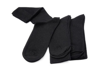 Drei Paar schwarze Herrensocken