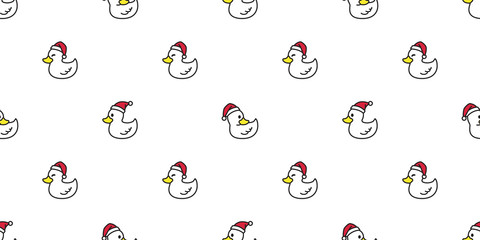 duck seamless pattern Christmas vector rubber duck Santa claus Xmas tile background repeat wallpaper cartoon scarf isolated illustration