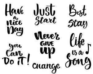 lettering set / motivation phrases / lettering for typography and postcard