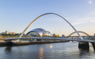 The Millennium Bridge, Tyne Bridge and Sage Gateshead Arts Centre, Newcastle-upon-Tyne, Tyne and Wear