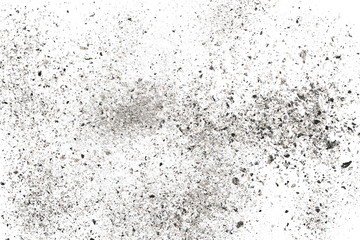 Ash isolated on white background, texture top view