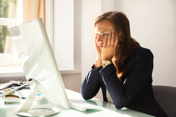 Close-up Of A Stressed Young Businesswoman