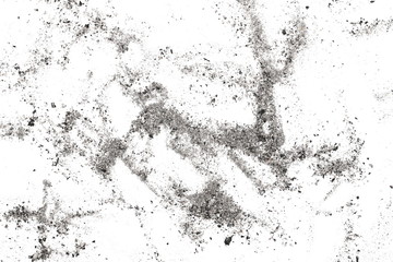 Ash isolated on white background, texture top view