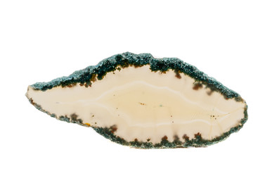 Macro mineral stone Yellow Agate breed a white background