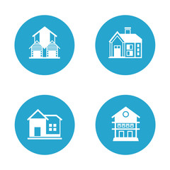 house icons set in blue buttons