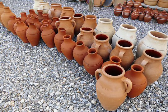 Turkey Anatolia water jug types, clay pots and casserole dishes made of clay,

