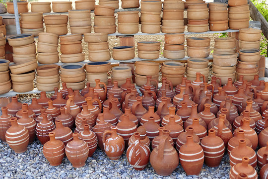 Turkey Anatolia water jug types, clay pots and casserole dishes made of clay,

