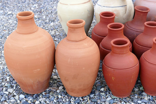 Turkey Anatolia water jug types, clay pots and casserole dishes made of clay,

