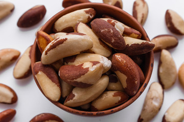 brazil nut on a white acrylic background