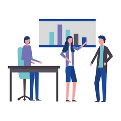 business man and women office with presentation report
