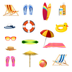 Summer beach elements set