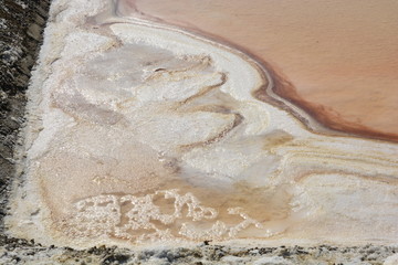 Salt evaporation ponds, also called salterns, salt works or salt pans