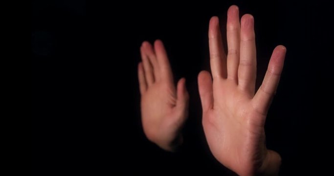 Putting hands up and stopping for an invisible barrier