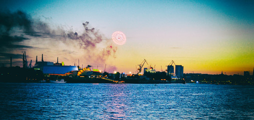 Obraz premium Hamburger Hafen Explosion 