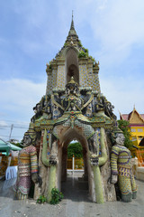 Fototapeta na wymiar Bell tower antique at Wat Phraya Tham Worawihan.