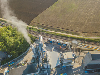 Aerial view of cement plant for concrete production in Switzerland, Europe © Mario