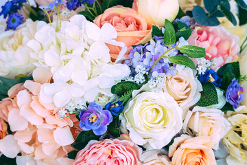 Bouquet of white, pink and light roses