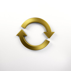 Gold Rotate Symbol . 3D Render Illustration