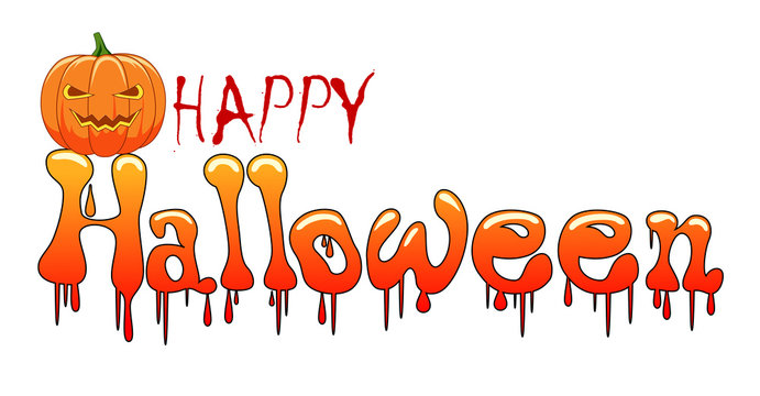 Happy Halloween background with pumpkin, haunted. Vector illustration