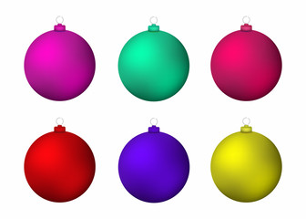 Set of realistic Christmas balls. Colorful New Year decoration