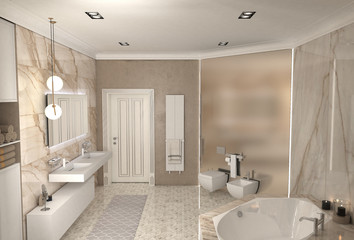 bathroom, interior visualization, 3D illustration
