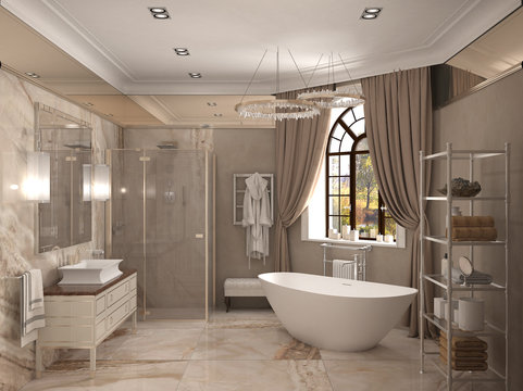 bathroom, interior visualization, 3D illustration
