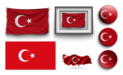 set of turkey flags collection isolated