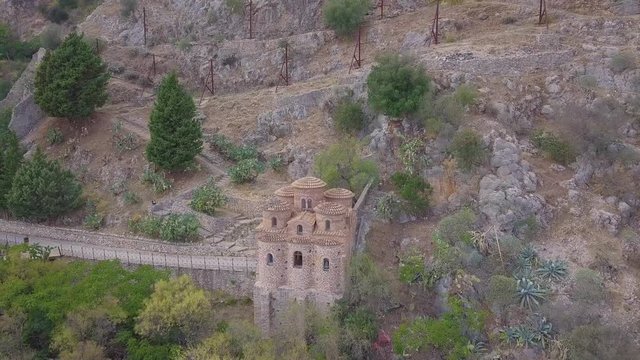 Stunning 4k approach aerial, church in Stilo, in the valleys of Calabria, Italy