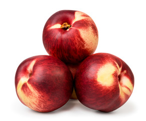 Bunch of ripe peaches close up on a white. isolated