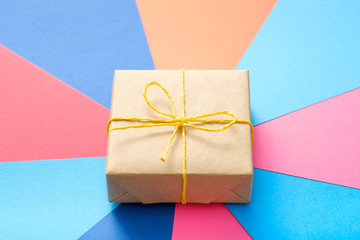 gift box on multicolor background. presents shopping and buying concept.