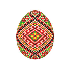 the easter egg with ukrainian cross-stitch ethnic pattern. pysanka ornament. isolated vector.