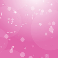 Pink romantic abstract background with stars and circles. Simple flat vector illustration.