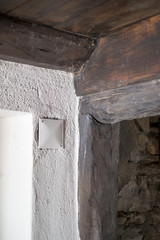 stone country house with wood interior