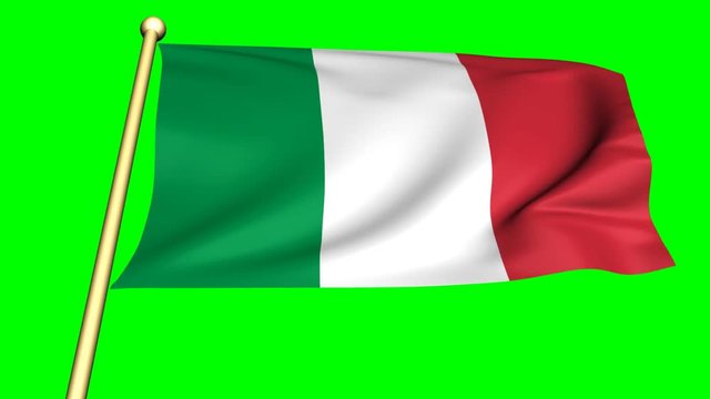 flag of italy  on green screen