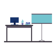 office work place isolated icon