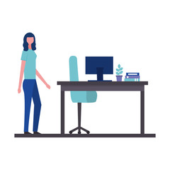 young woman in workplace avatar character