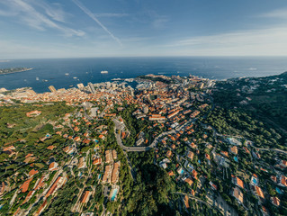 Mountains in Monaco Monte-Carlo city riviera Drone summer photo Air 360 vr virtual reality drone panorama
