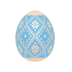 the easter egg with ukrainian cross-stitch ethnic pattern. pysanka ornament. isolated vector.