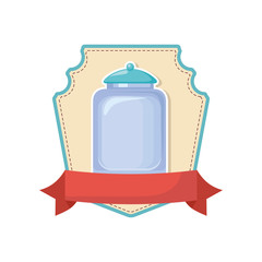 glass container with cap utensil kitchen banner emblem