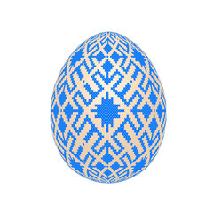 the easter egg with ukrainian cross-stitch ethnic pattern. pysanka ornament. isolated vector.